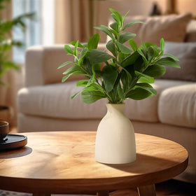 Amore Florals Eco Paper Vase paired with realistic eucalyptus stems for easy display.