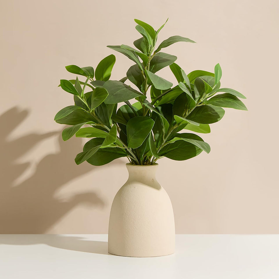 Amore Florals eucalyptus stems 16-inch with vase for maintenance-free home decor.