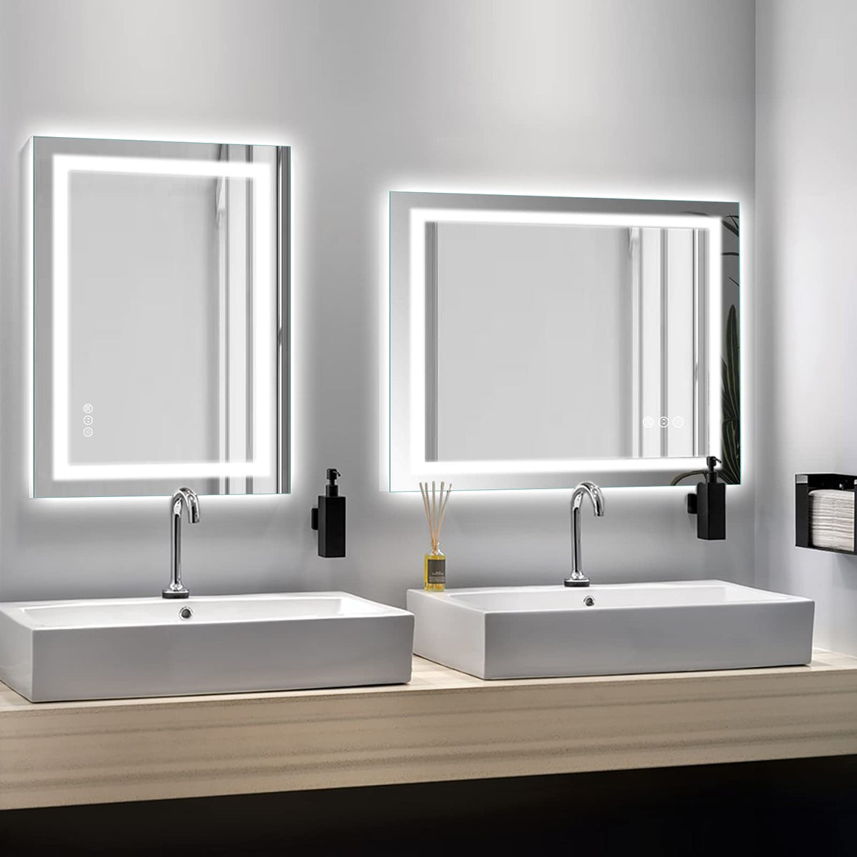 Amorho defogger with blue-light control and long-press off.
