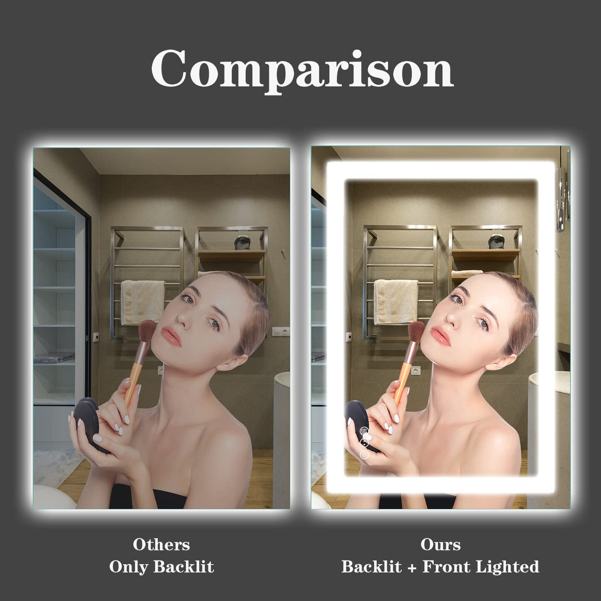 Amorho dimmable color temperature for customizable grooming mood.