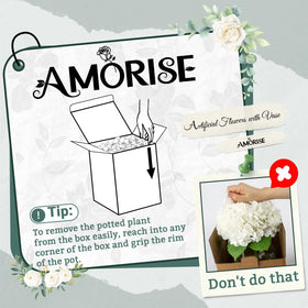 AMORISE Real Touch Hydrangea in vase gift-ready presentation for occasions