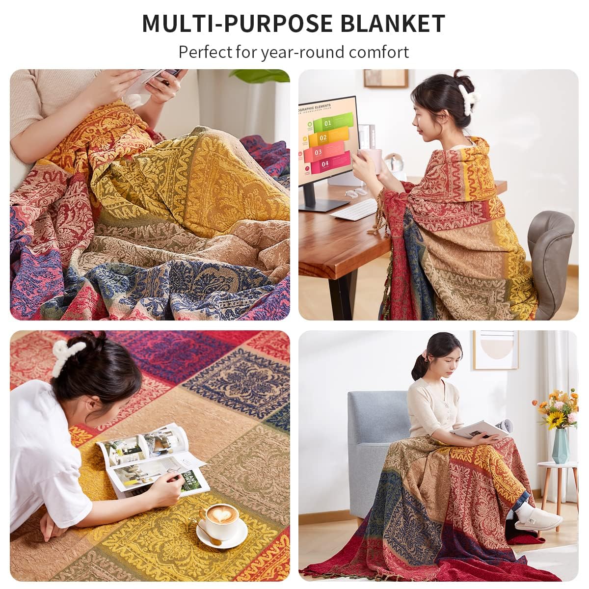 Amorus tribal-pattern blanket adds boho flair to seating