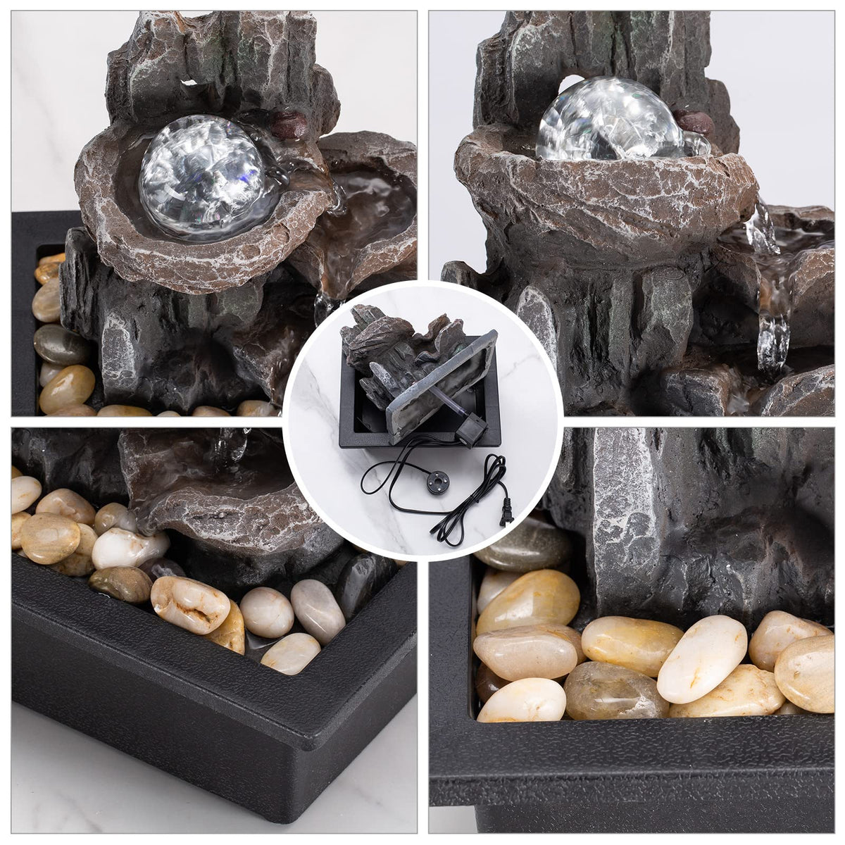 AMOOTEK compact desk fountain creates gentle water streams
