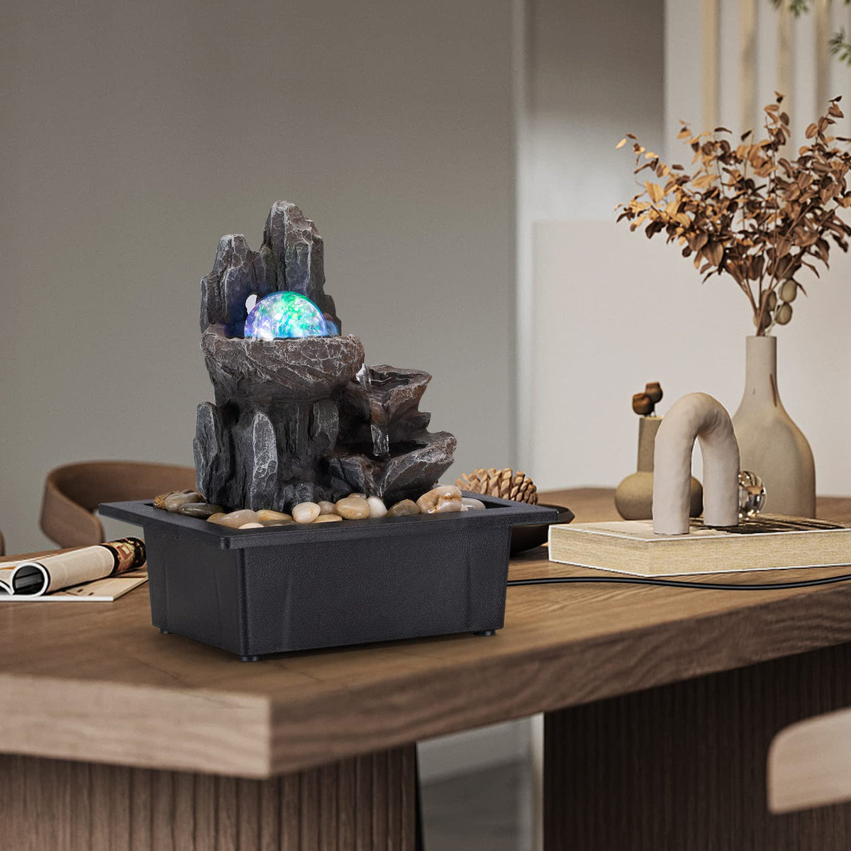 AMOOTEK durable resin fountain is lightweight for easy placement