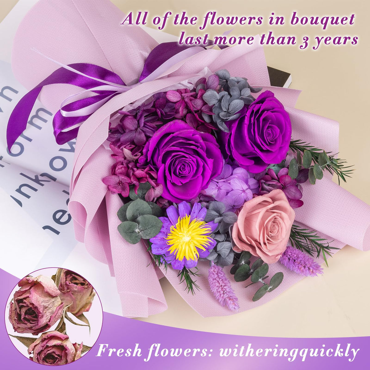 Amoueterno long-lasting bouquet designed to maintain beauty over years