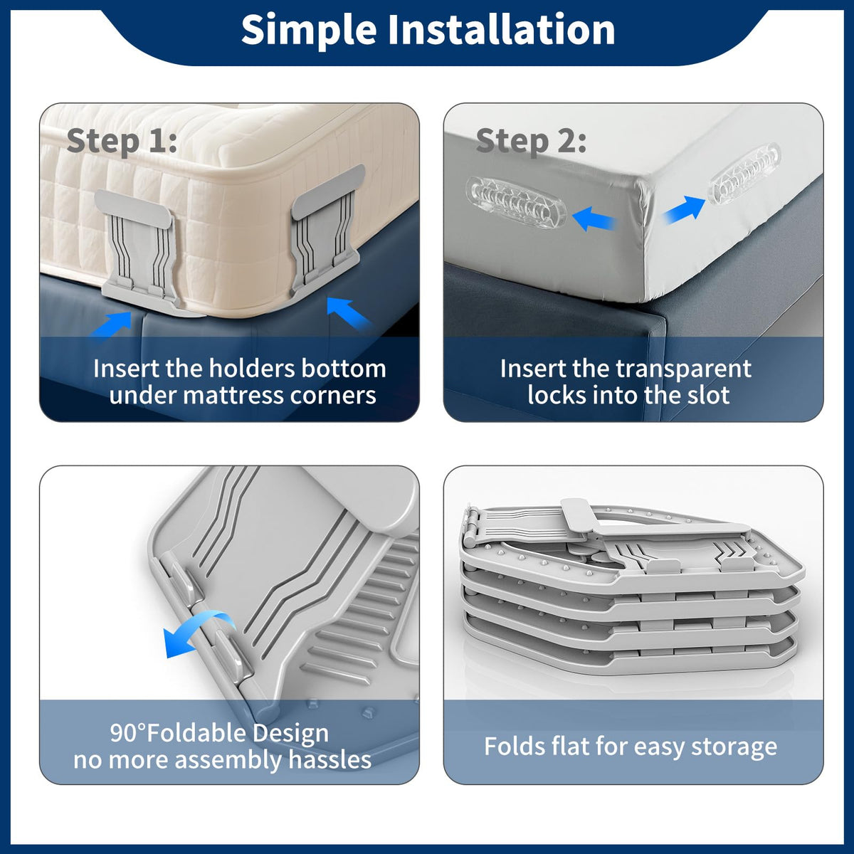 AMOVO grey four-pack keeps beds organized.