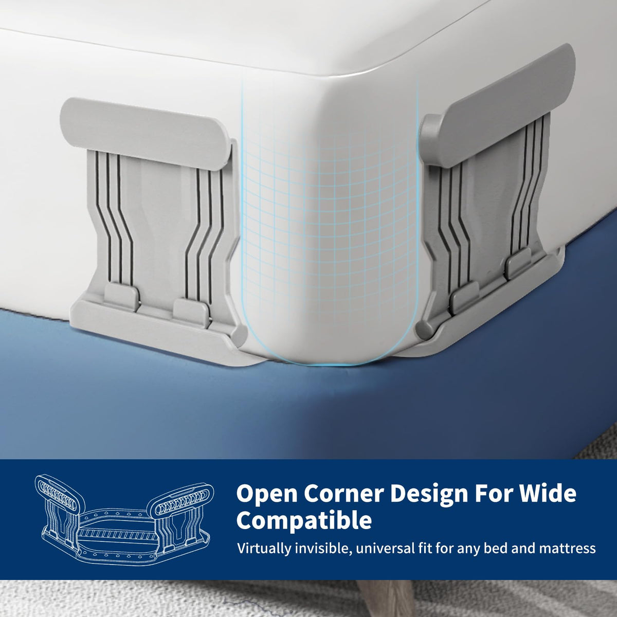 AMOVO universal fit adapts to mattress sizes.