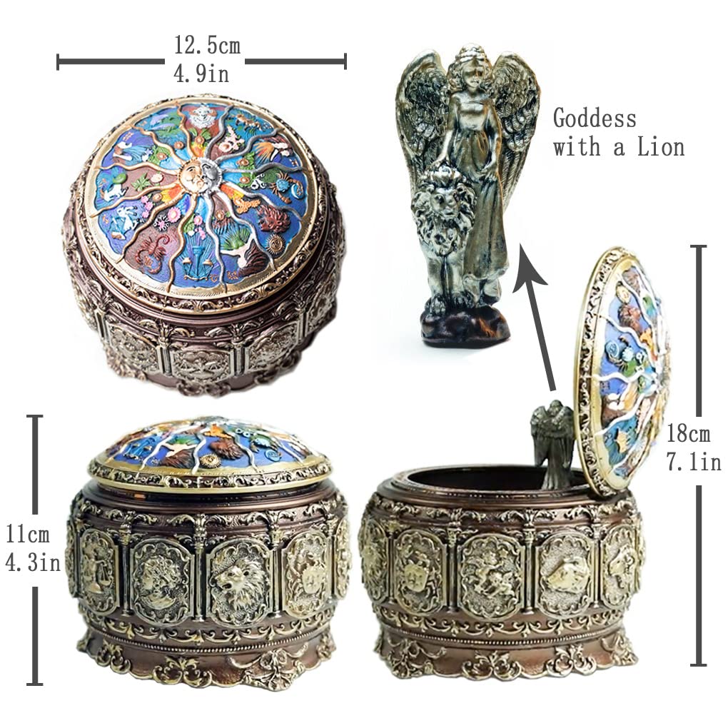 Amperer Briskfeel Vintage Music Box shows rotating goddess LED lights enhancing ambiance.