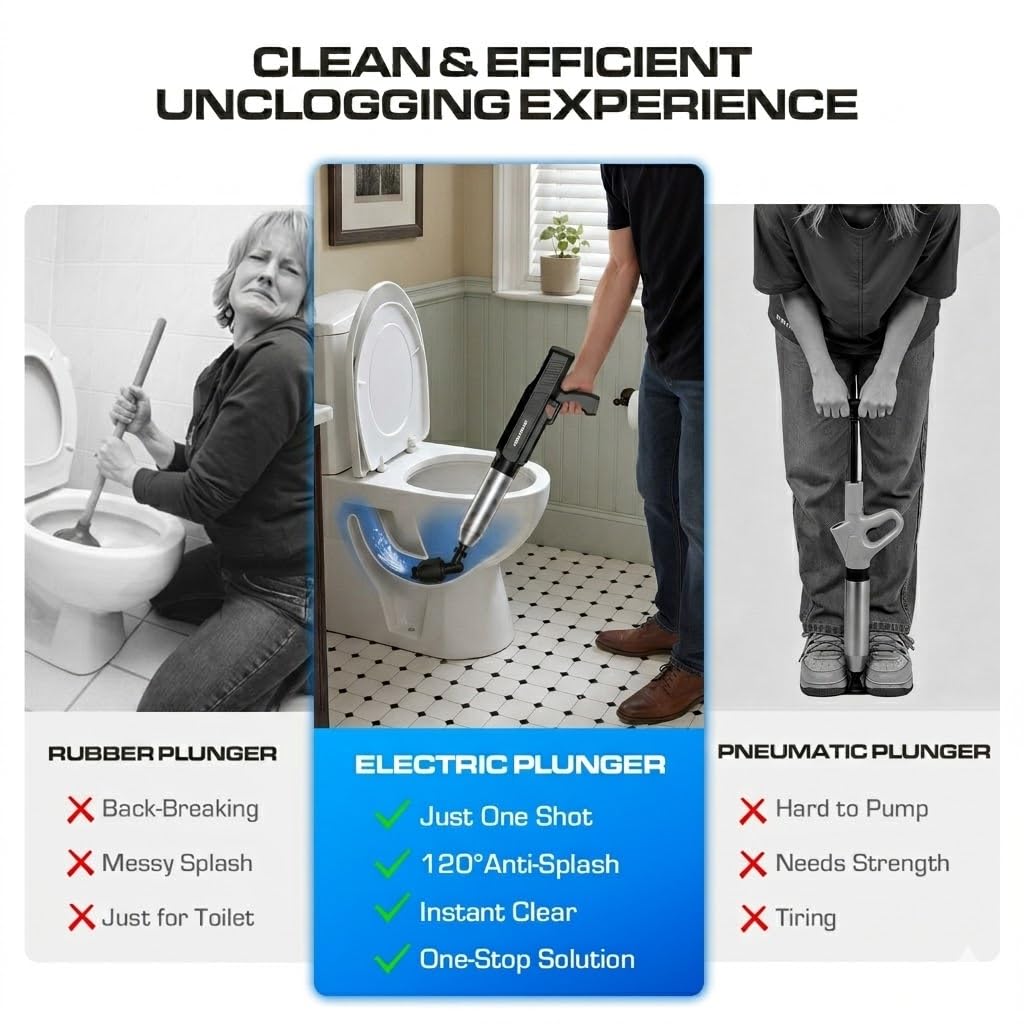 AMPFORCE adjustable pressure 1-8 bar enables gradual unclogging.