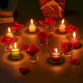 Amusaer unscented votive ideal for weddings and dinners.