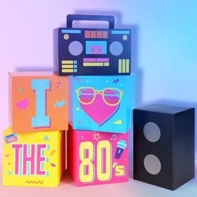 Amyhill 6-piece large 80s party boxes for retro decor and photos.