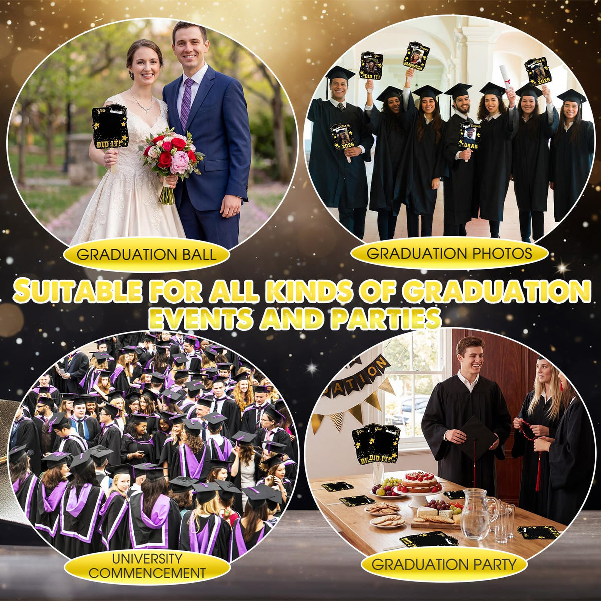 Amyhill compact 8.27 by 6.89 inch graduation fans in hand