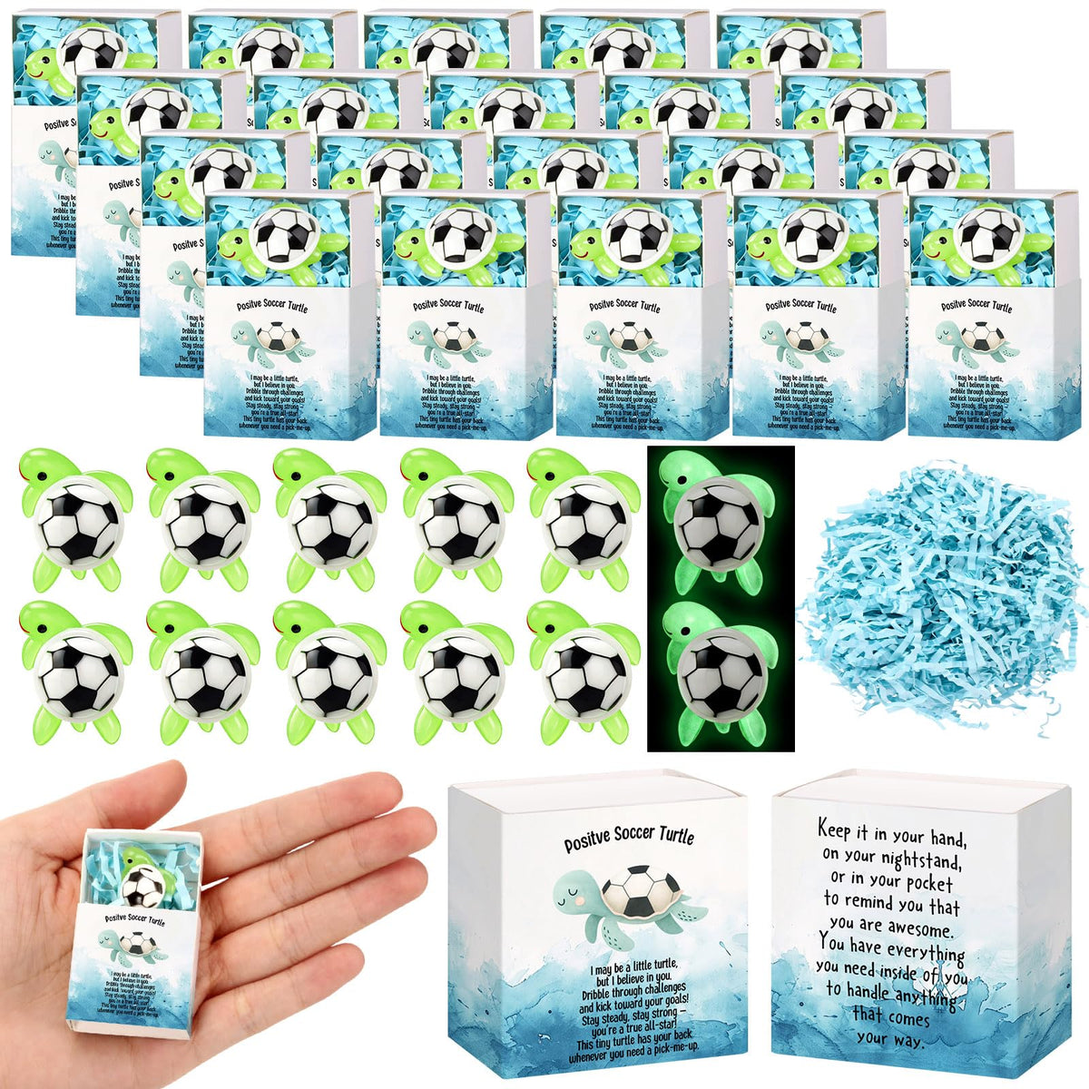 Amyhill glow-in-the-dark soccer turtle figurine adds playful senior night sparkle.
