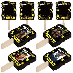 Amyhill graduation fans 24-pack with four designs for Class of 2026 photos