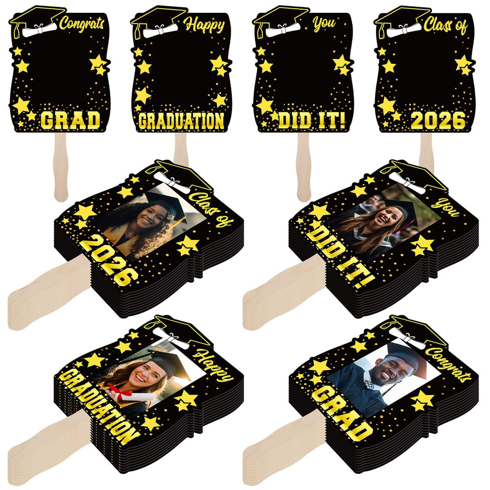Amyhill graduation fans 24-pack with four designs for Class of 2026 photos