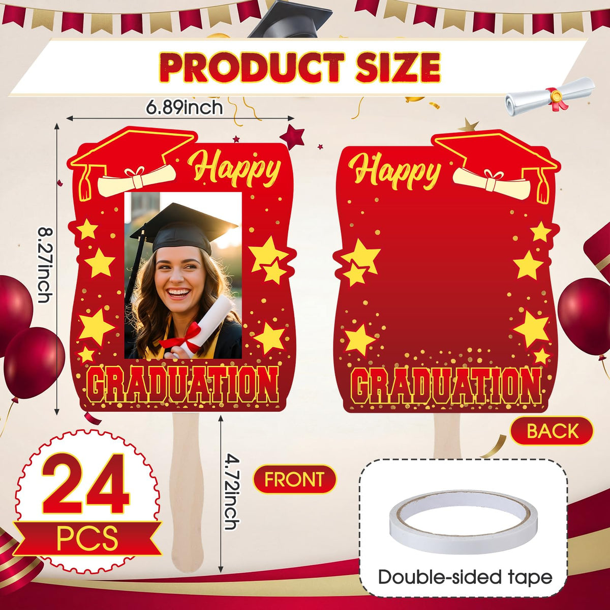 Amyhill wooden-handle graduation fan close-up highlighting sturdy craft