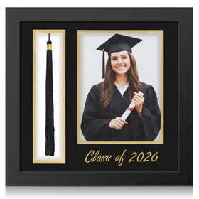 Amyhill graduation frame 5x7 black gold double mat for lasting memories