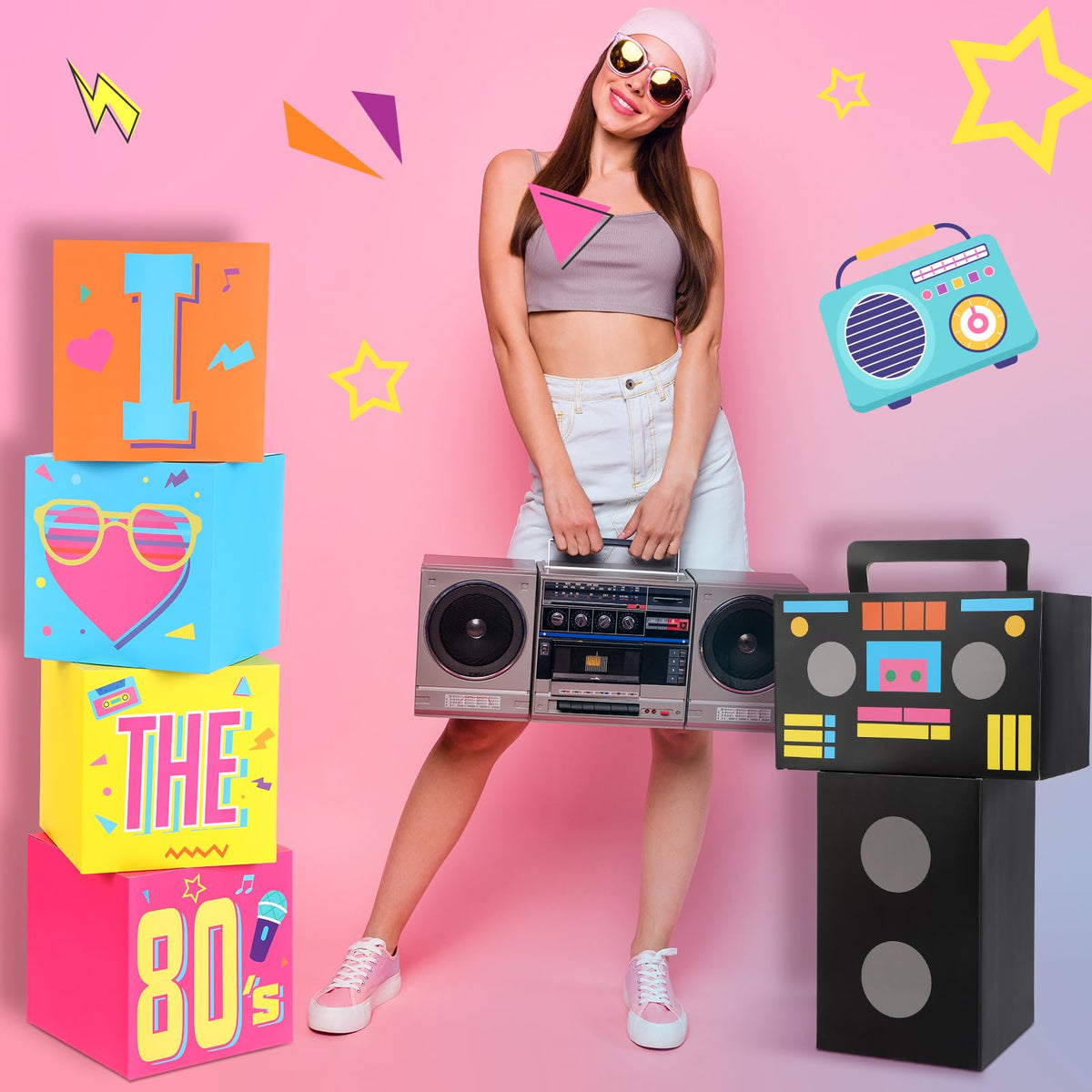 Amyhill retro party backdrop and display props for memorable moments.