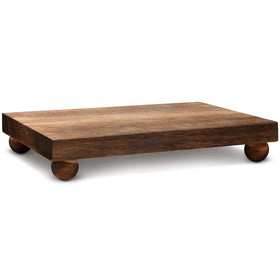 Amyhill wood pedestal stand front view showing versatile display for soap and decor.