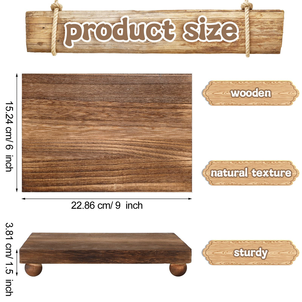 Amyhill wood pedestal stand on the kitchen counter highlights soaps, jars, and lotions.