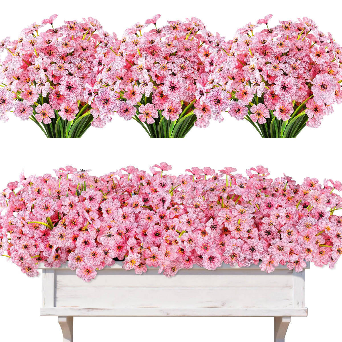 AmyHomie 20 bundles pink outdoor artificial flowers for vibrant year round decor