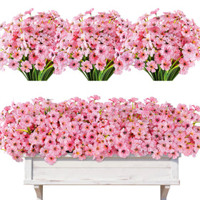 AmyHomie 20 bundles pink outdoor artificial flowers for vibrant year round decor