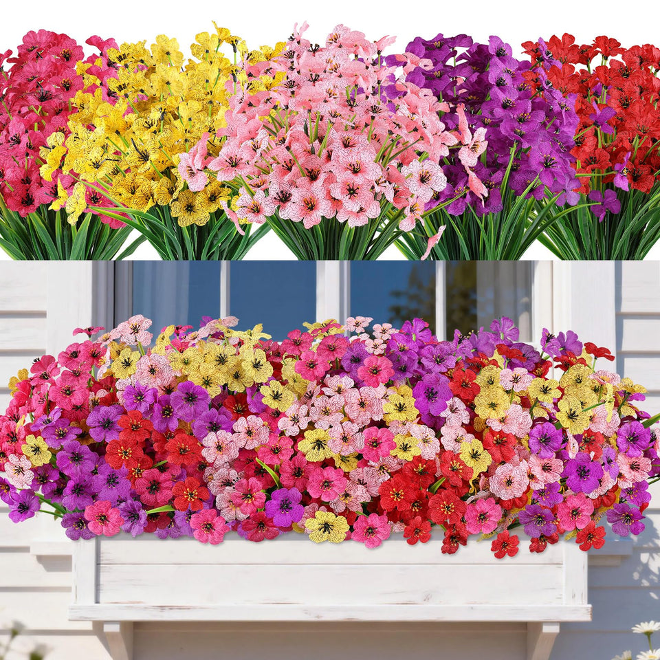 AmyHomie outdoor flowers in 20 bundles for year-round porch decoration.
