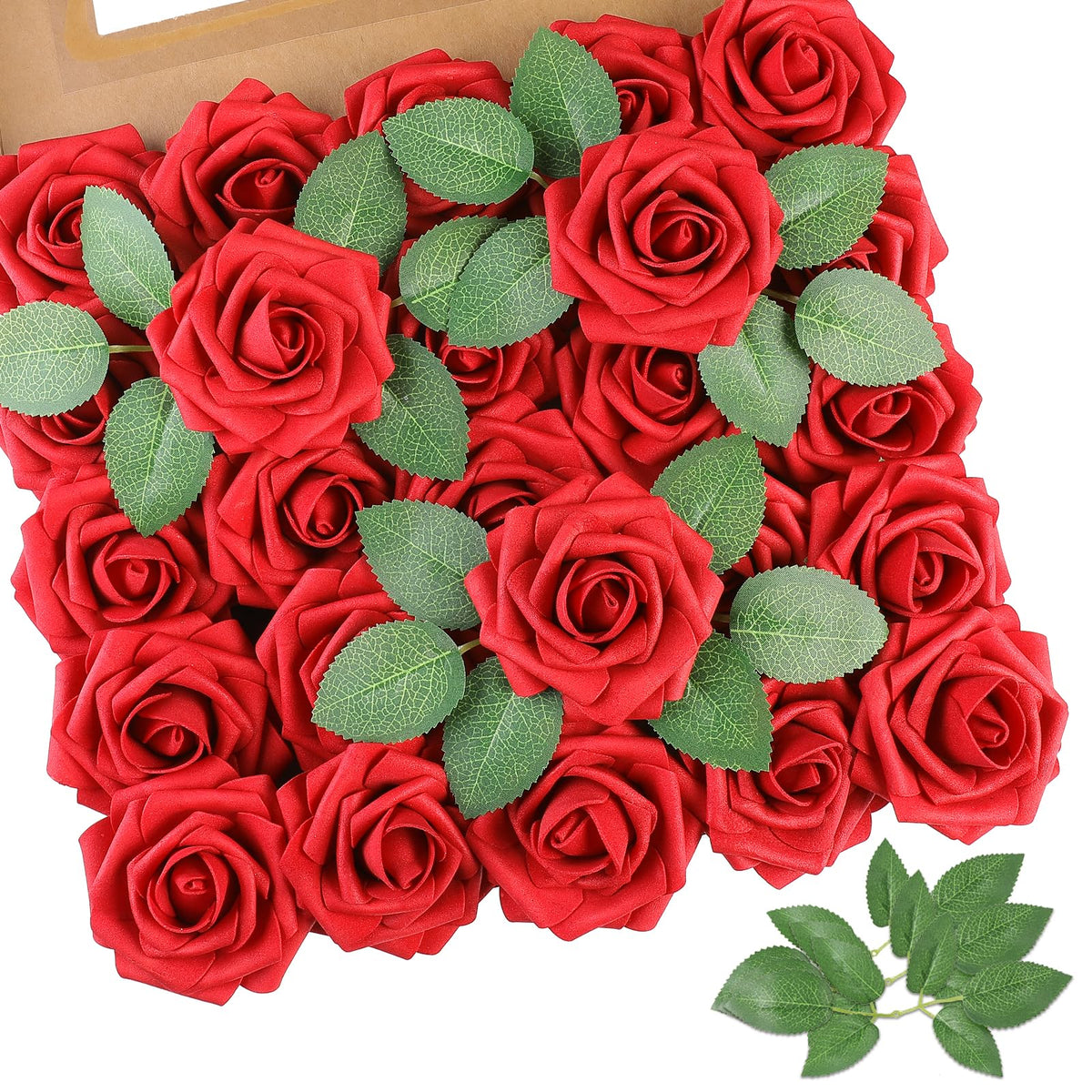 AmyHomie 25pcs foam roses bouquet with lifelike petals for durable wedding decor