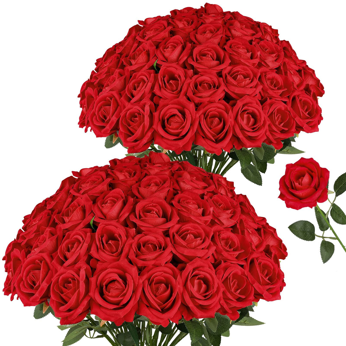 AmyHomie 48 piece red velvet roses bouquet for long lasting wedding arrangements