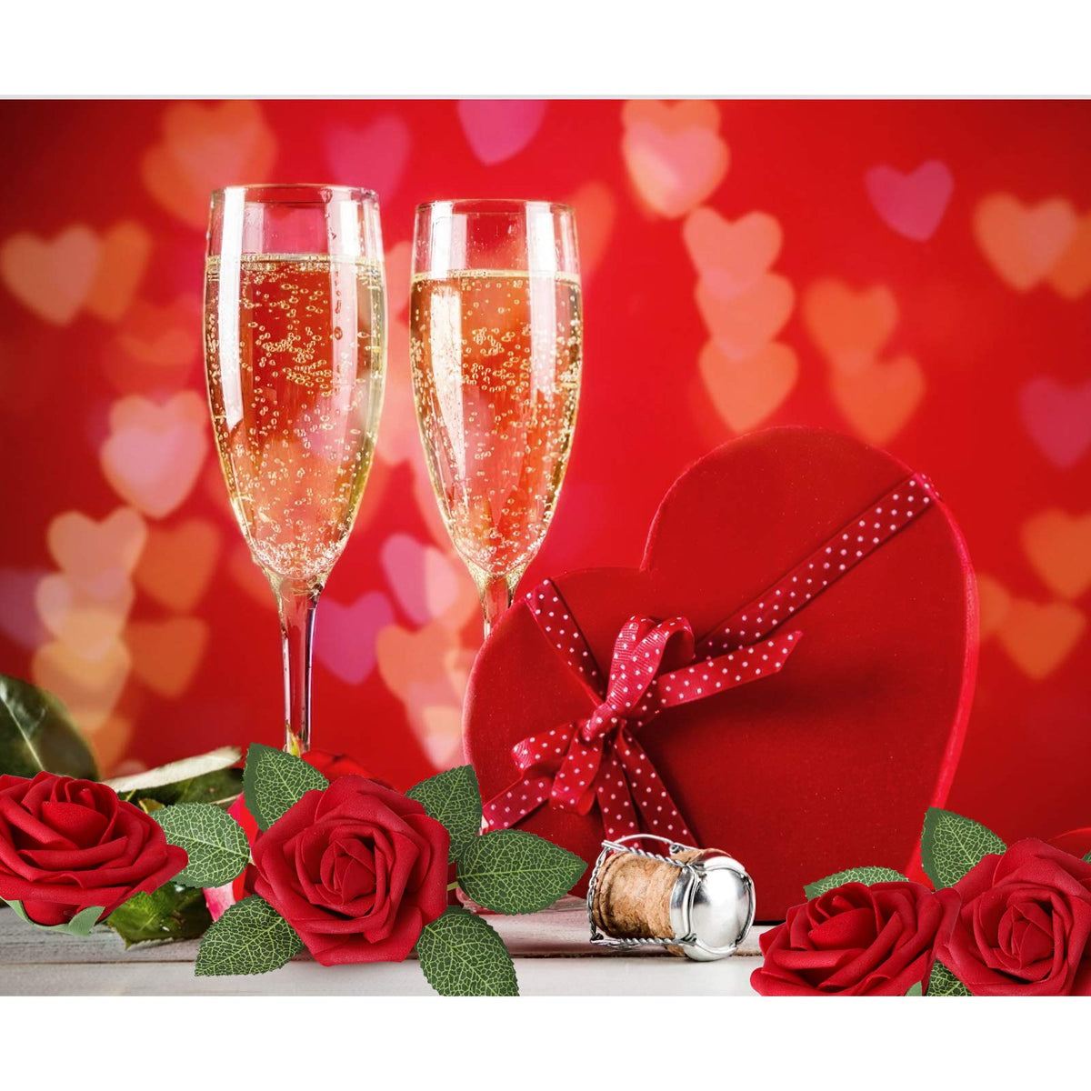 AmyHomie Valentine display with 50 roses as a long-lasting gift