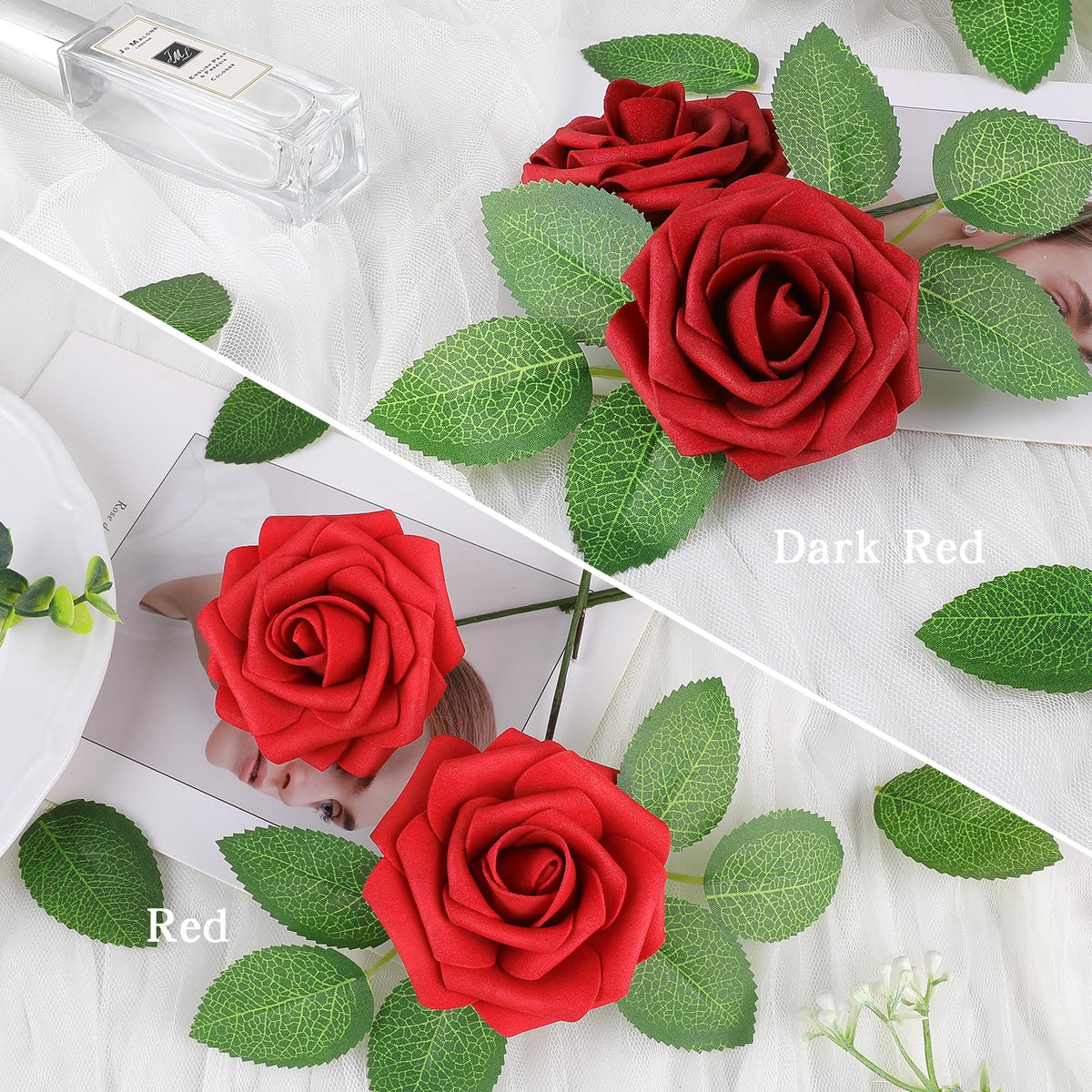 AmyHomie foam rose centerpiece with bendable stems for versatile DIY arrangements