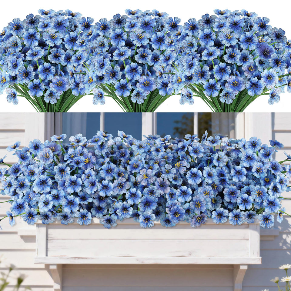 AmyHomie outdoor flowers with UV protection in blue for long-lasting color.