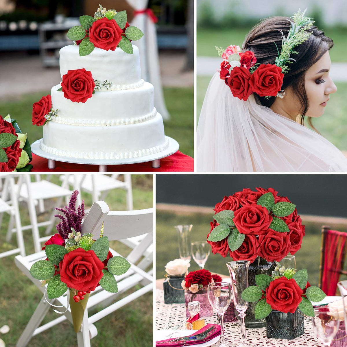 AmyHomie realistic foam rose petals for elegant cake toppers and wreaths