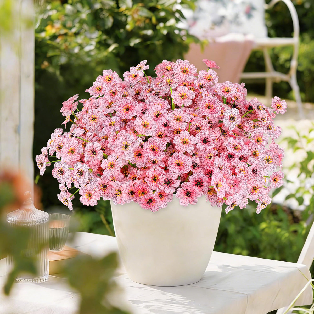 AmyHomie wind and rain ready faux flowers pink for outdoor use