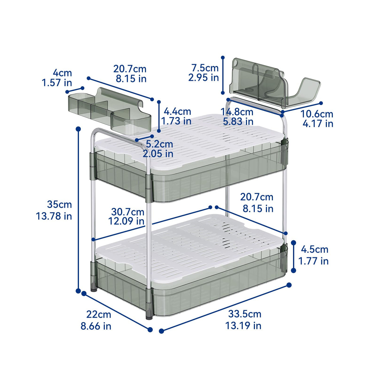 AmzAge 8-inch vertical clearance fits tall bottles without crowding.
