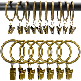 AMZSEVEN 100-pack curtain rings with clips for quick drapery setup