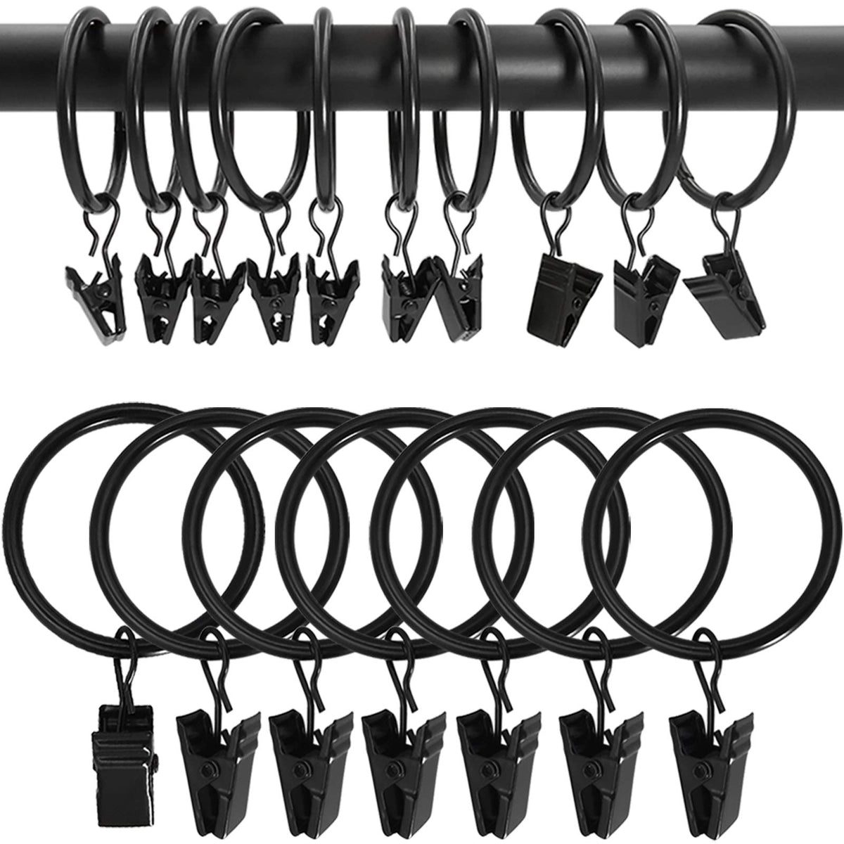 AMZSEVEN curtain rings 100-pack close-up shows durable metal construction for heavy drapes