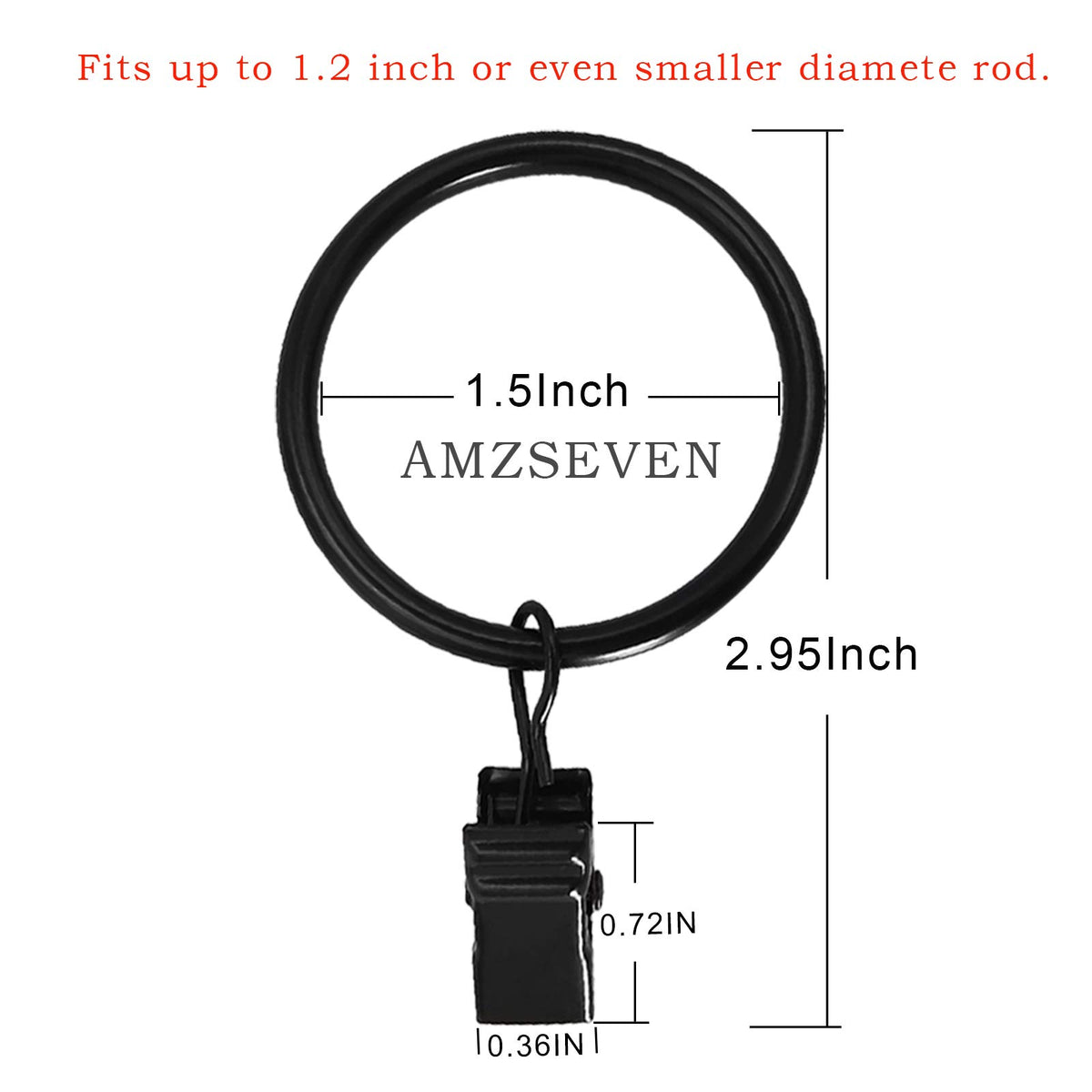 AMZSEVEN curtain rings clip detailed shot highlighting smooth glide along a rod