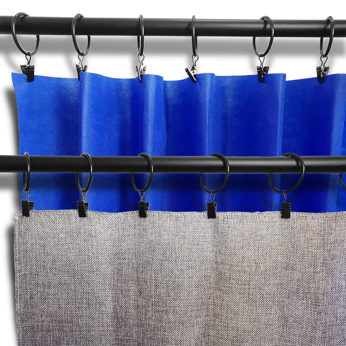 AMZSEVEN curtain rings compatibility with 1.2 inch rods is clearly shown
