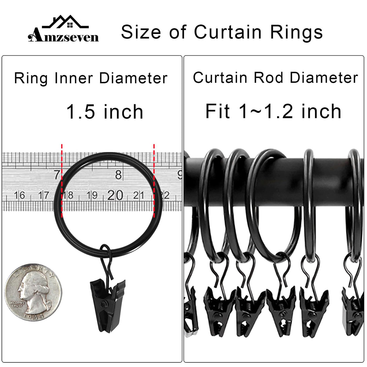 AMZSEVEN curtain rings vintage black finish adds a classic touch to interiors