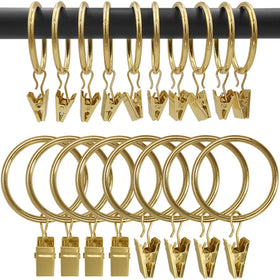 AMZSEVEN gold curtain rings with clips glide smoothly on rods