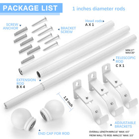 AMZSEVEN 1-inch diameter durable metal rod supports lightweight to mid-weight curtains