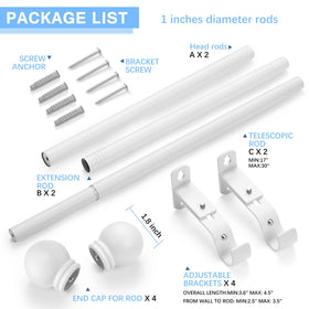 AMZSEVEN 1-inch diameter rod provides sturdy curtain support.