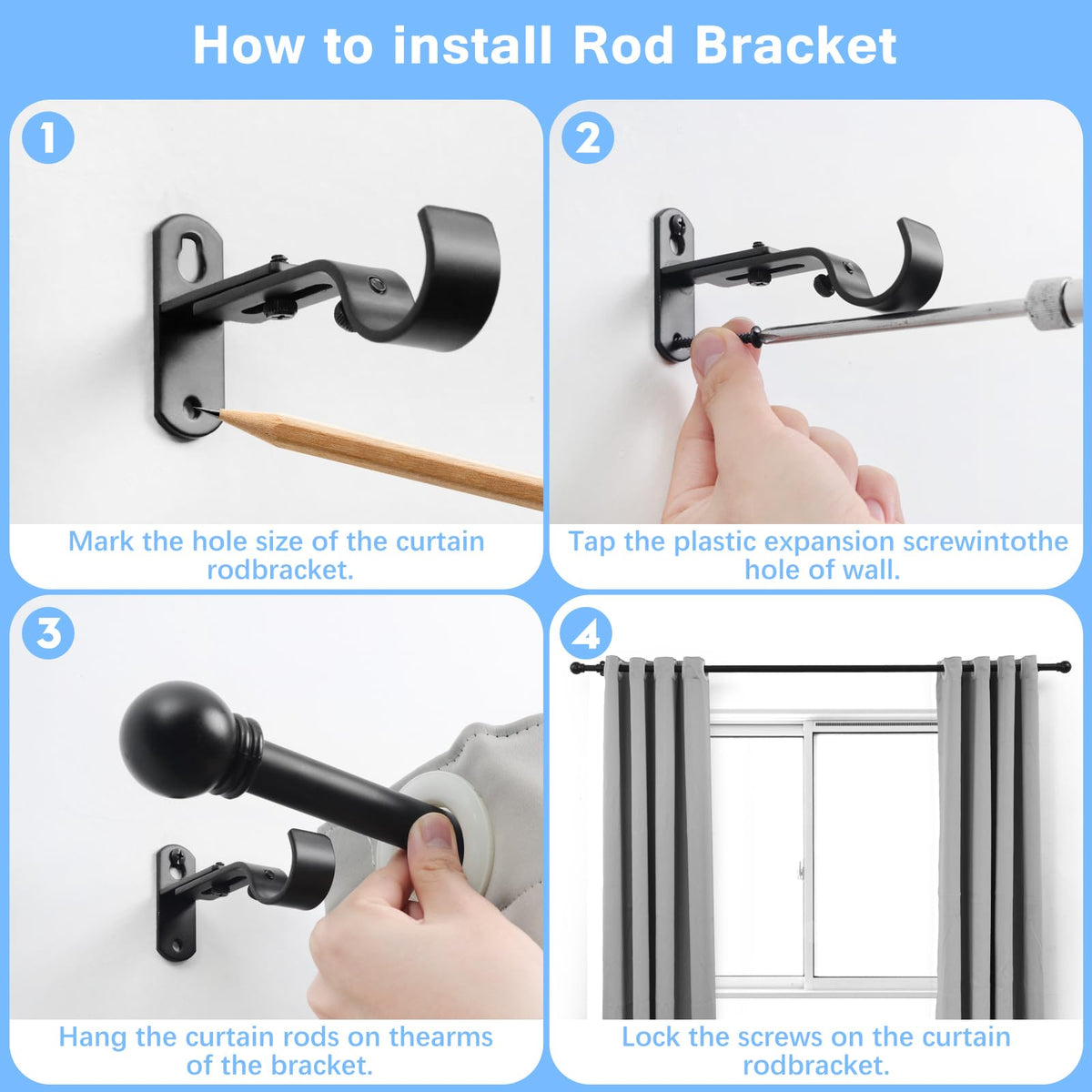 AMZSEVEN curtain rod mounted on a wall demonstrates stable support.