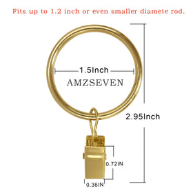 AMZSEVEN gold metal curtain rings close up showing polished finish