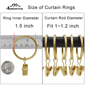AMZSEVEN heavy duty curtain rings with clips hold drapery securely