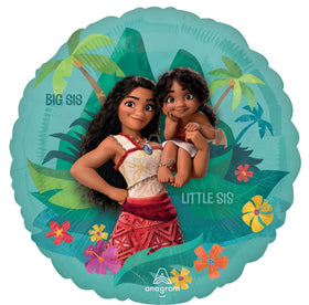Anagram Moana 17-inch round foil balloons showcased in festive display.