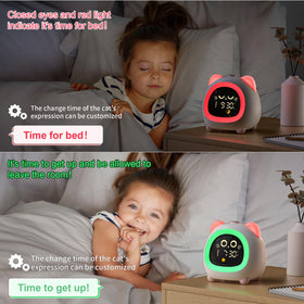 ANALOI kids alarm clock with green-red light for easy wake or sleep cues.