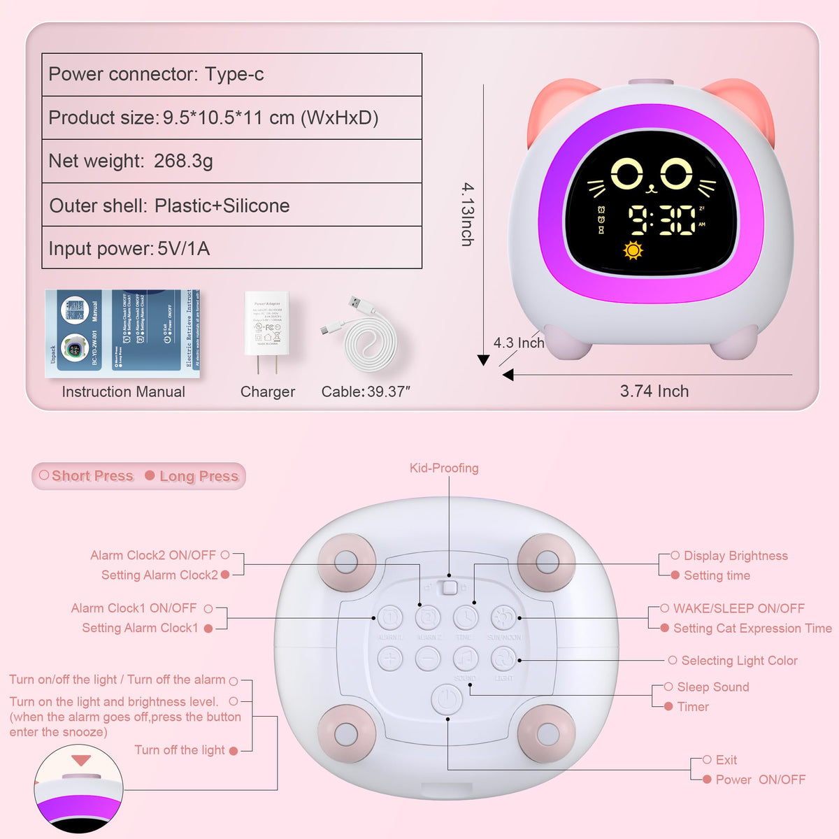 ANALOI night light offers 10 colors for calming bedroom ambiance.