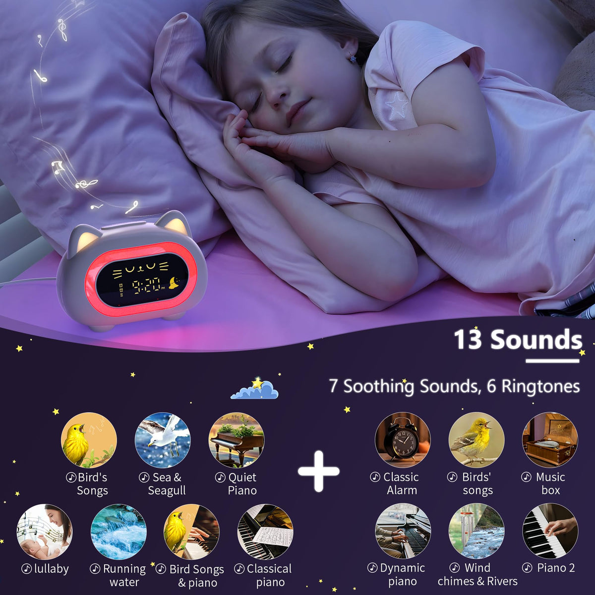 ANALOI night light with ten modes for cozy bedrooms